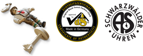 Echtsheitszertifikat und Anton Schneider Logo mit handgeschnitzten Figuren